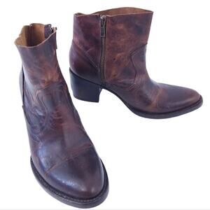 Freebird Leather Boots Sz 7 Salt Side Zip Brown Distressed Festival Boho Boots